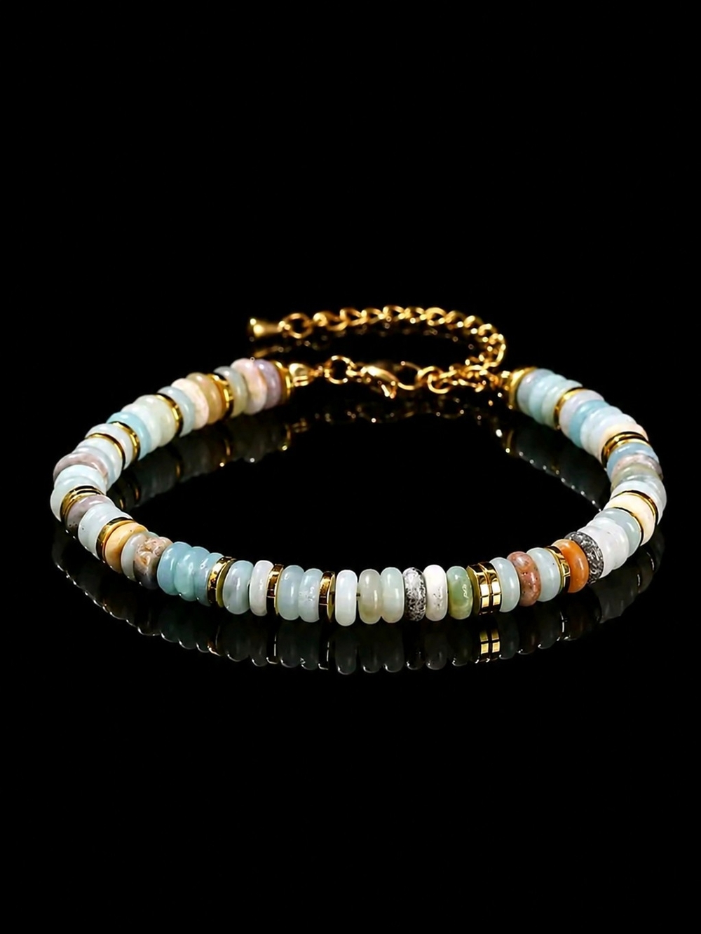Gold-Accented Multicolor Beaded Bracelet - Women Jewelry - Picture 1 of 5